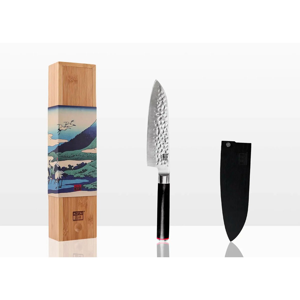 Kotai Santoku Mes 180 mm – Met Bamboe Saya - Geleverd in een Luxe bamboe geschenkverpakking