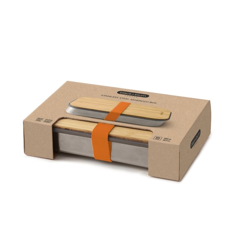 Black+Blum Broodtrommel – Oranje - 223×150×52 mm | Stijlvol, duurzaam & multifunctioneel