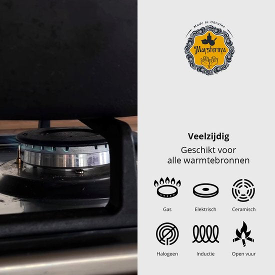 Maysternya Gietijzeren Koekenpan met houten handvat - Ø 28 x 6 cm