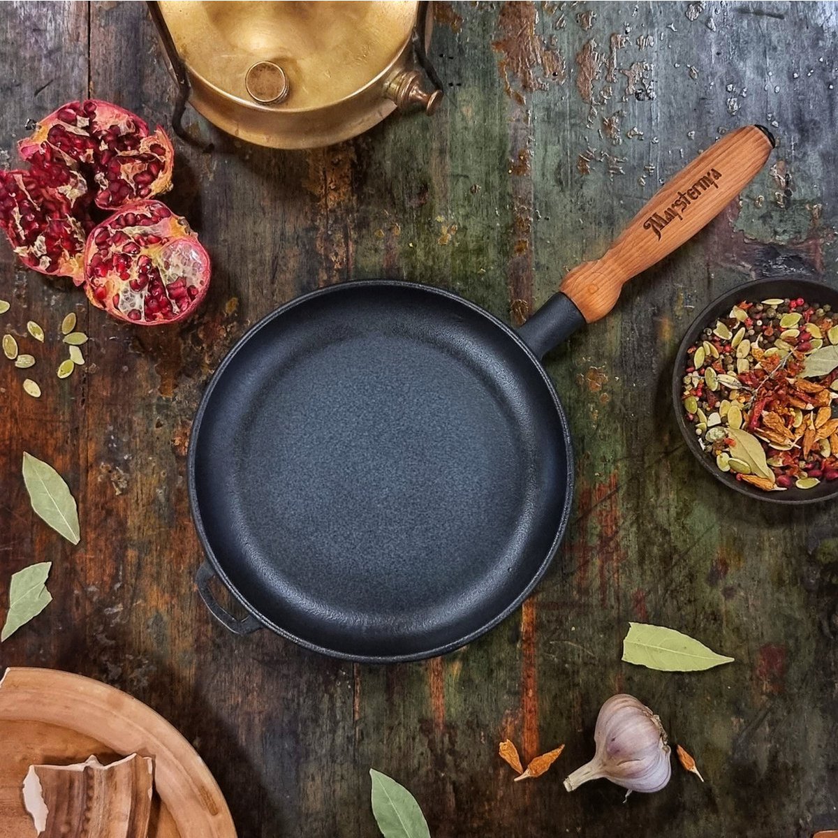 Maysternya Gietijzeren Pannenkoekenpan met houten handvat - Ø 22 x 2.5 cm