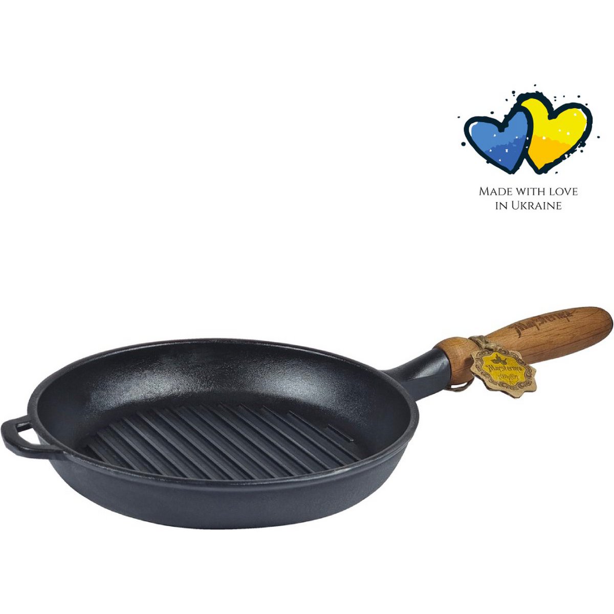Maysternya Gietijzeren Grillpan met houten handvat - Ø 24 x 4 cm