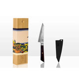 Kotai Bunka Petty Damascus Mes – 135 mm Universeelmes - Geleverd in een Luxe bamboe geschenkverpakking