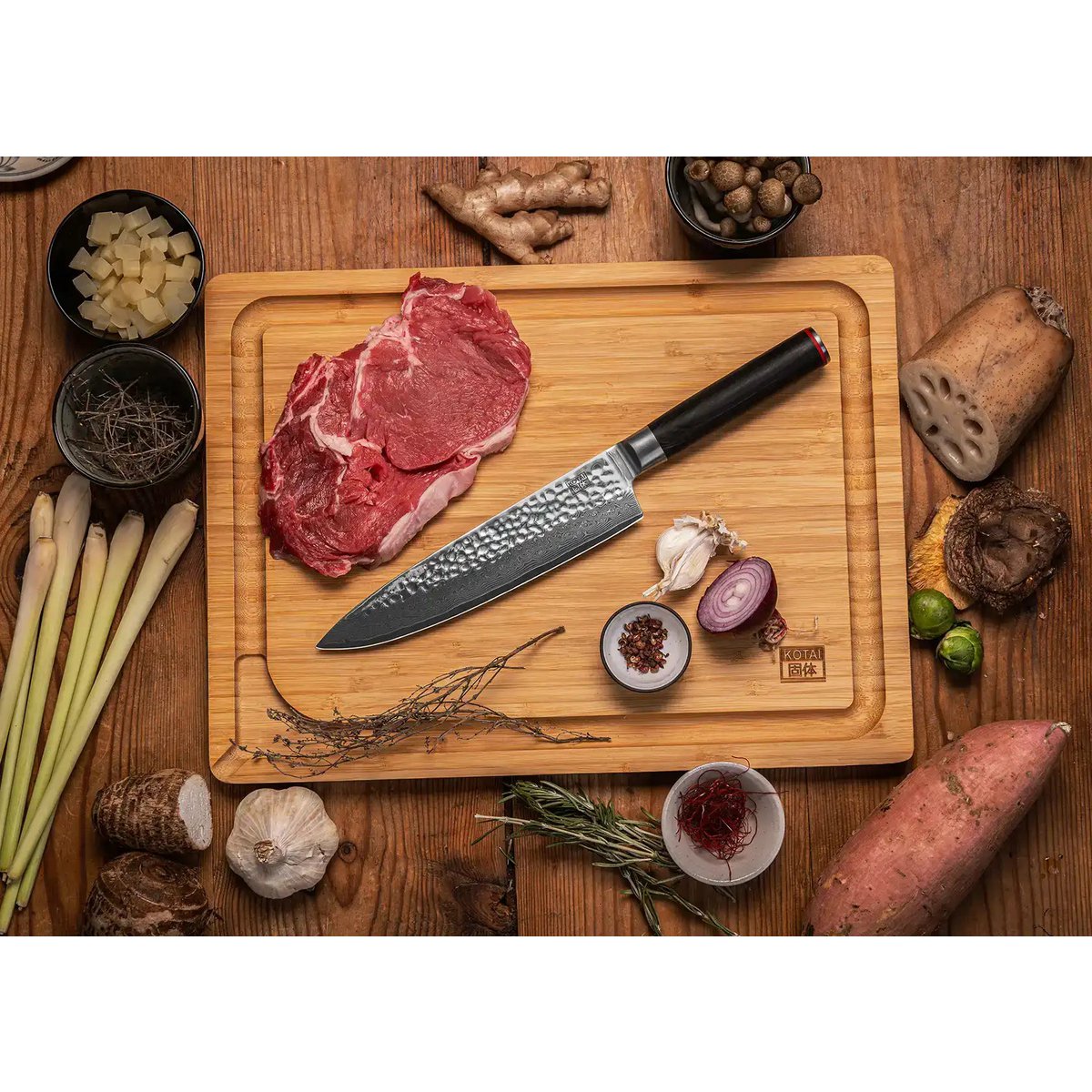 Gyuto Damascus koksmes - Geleverd in een Luxe bamboe geschenkverpakking