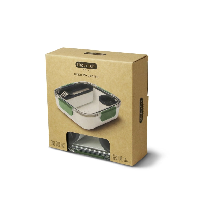 Black+Blum Lunchbox Original Groen – 3 Vakken, Lekvrij & Functioneel 198x198x56mm