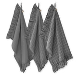 Walra Keukenset Lovely Linnen Ruffles Grijs – 3-delig – Elegant & Natuurlijk