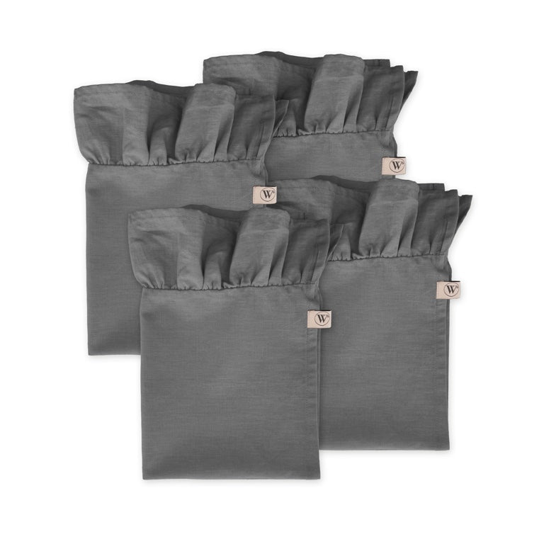 Walra Servet Set Lovely Linnen Ruffles 4-delig - Grijs