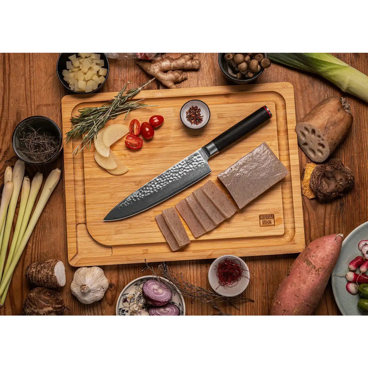 Gyuto Damascus koksmes - Geleverd in een Luxe bamboe geschenkverpakking