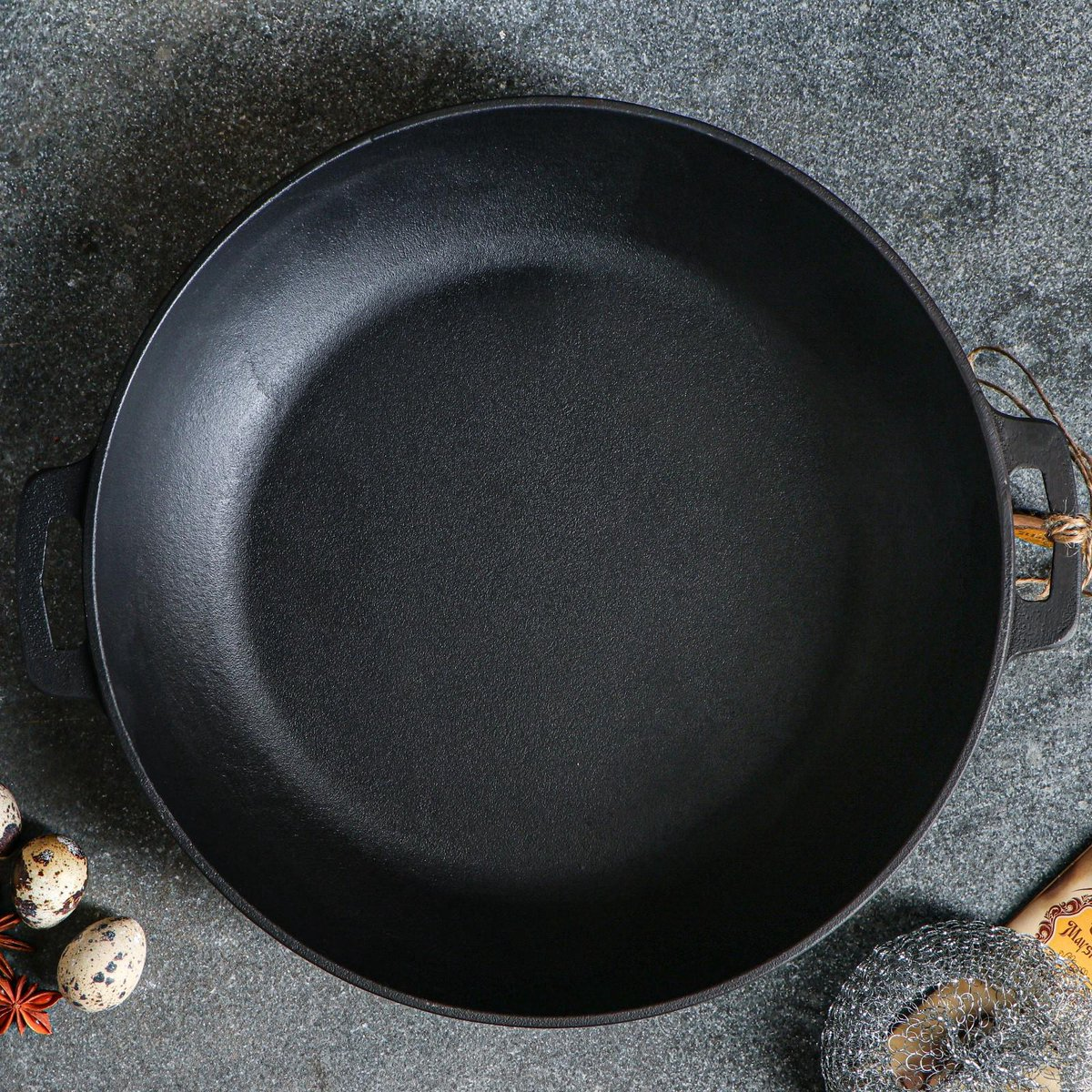 Maysternya Gietijzeren Barbecuepan met handvaten - Ø 20 x 4 cm