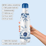 IZY Drinkfles - Faience | Luxe Thermofles 500ML - Heinen Delfts Blauw Collectie