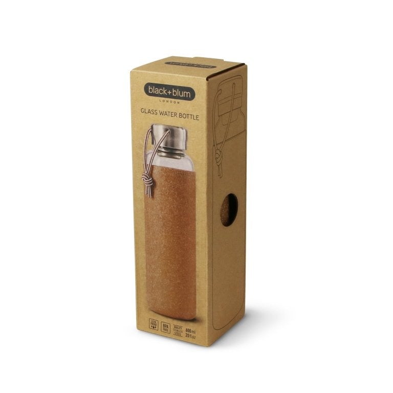 Black+Blum Glas Waterfles 0,6 L - Bruin - 100 % Lekvrij, Elegantie & Duurzaamheid