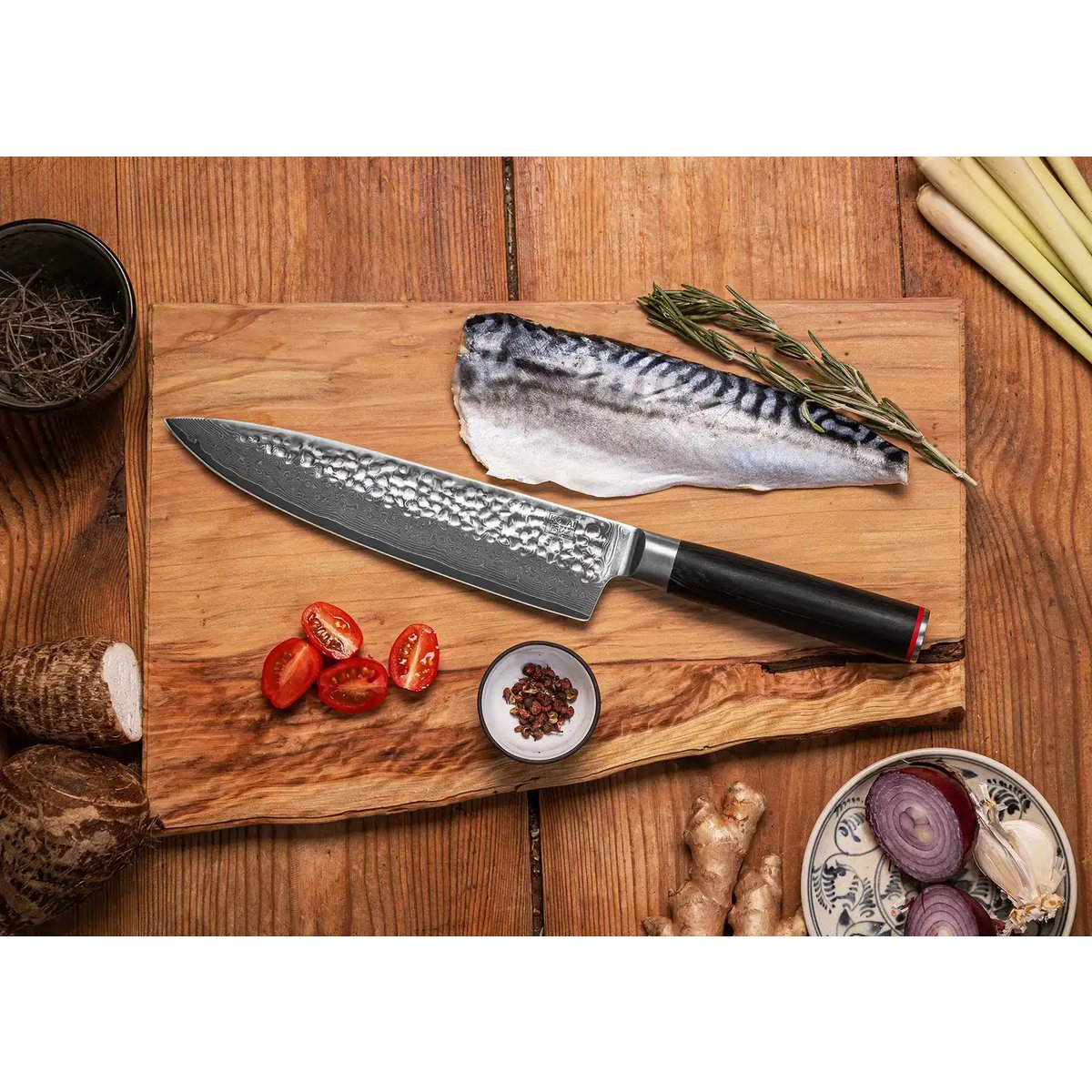 Gyuto Damascus koksmes - Geleverd in een Luxe bamboe geschenkverpakking