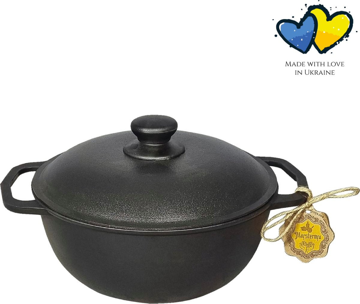 Maysternya Gietijzeren Wokpan met deksel - 4 Liter