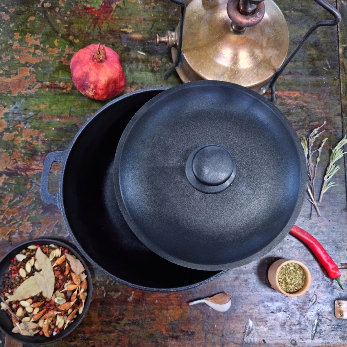 Maysternya Gietijzeren Wokpan met deksel - 4 Liter